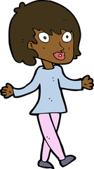 cartoon woman with open arms