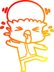 Fototapeta premium warm gradient line drawing weird cartoon alien