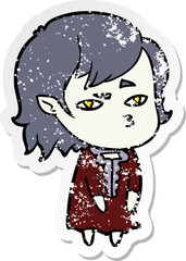distressed sticker of a cartoon vampire girl