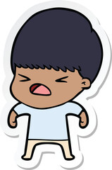 sticker of a cartoon stressed man