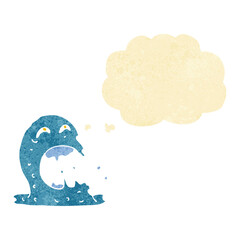 cartoon gross ghost with thought bubble