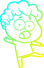 cold gradient line drawing cartoon shocked man