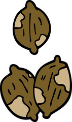 cartoon doodle nuts in shells