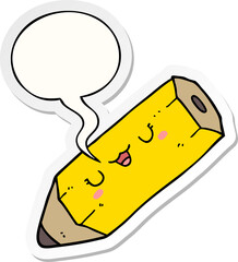 cute cartoon pencil and speech bubble sticker