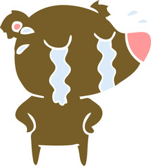 flat color style cartoon crying polar bear