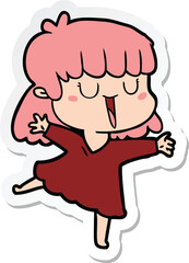 sticker of a cartoon woman