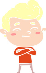 happy flat color style cartoon man