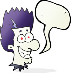 speech bubble cartoon grinning vampire
