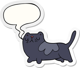 cartoon cat and speech bubble sticker