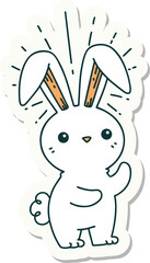 sticker of tattoo style cute bunny