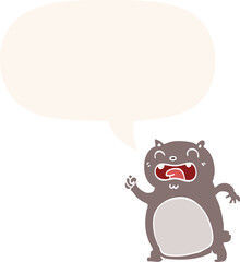 cartoon cat and speech bubble in retro style