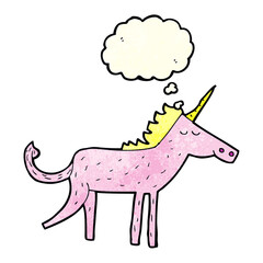 cartoon unicorn with thought bubble