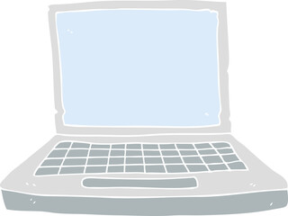 flat color illustration of a cartoon laptop computer
