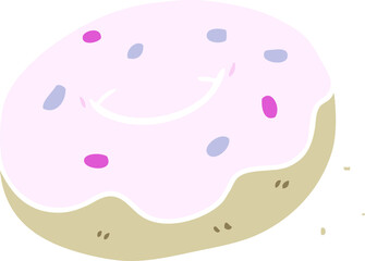 flat color style cartoon donut with sprinkles