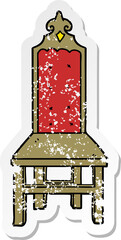 distressed sticker of a fancy cartoon chair