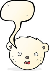 cartoon polar bear face with speech bubble