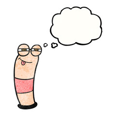 thought bubble textured cartoon worm