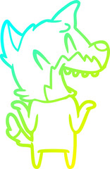 cold gradient line drawing laughing fox cartoon