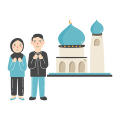couple muslim boy and girl eid fitr
