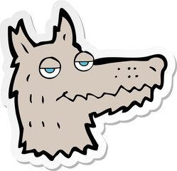 sticker of a cartoon wolf head