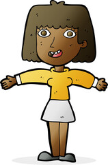 cartoon excited woman