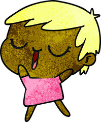 textured cartoon of cute kawaii short haired girl