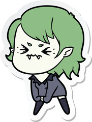 sticker of a annoyed cartoon vampire girl