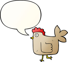 cartoon chicken and speech bubble in smooth gradient style