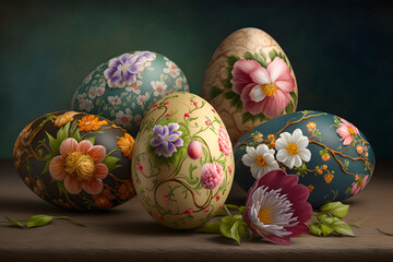 easter eggs in a nest