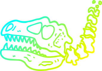 cold gradient line drawing cartoon dinosaur bones