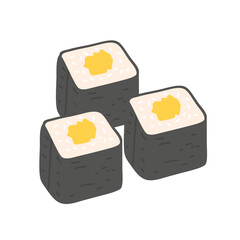 tamagoyaki hosomoki sushi food illustration