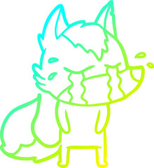 cold gradient line drawing cartoon crying wolf