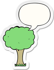 cartoon tree and speech bubble sticker