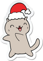 sticker of a cute cartoon christmas cat