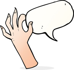 Obraz premium cartoon hand symbol with speech bubble