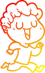 warm gradient line drawing laughing cartoon man