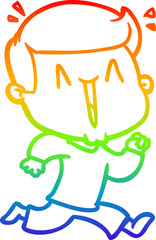 rainbow gradient line drawing cartoon excited man
