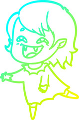 cold gradient line drawing cartoon laughing vampire girl