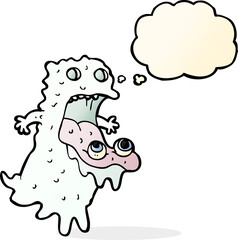 cartoon gross ghost with thought bubble