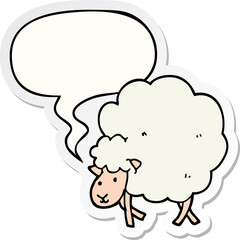 cartoon sheep and speech bubble sticker