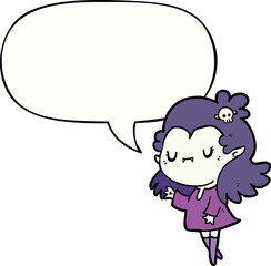 cute cartoon vampire girl and speech bubble