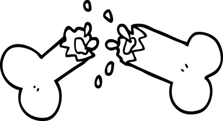 line drawing cartoon snapped bone
