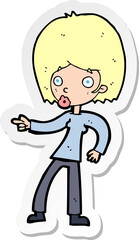 sticker of a cartoon woman pointing