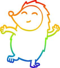 Obraz premium rainbow gradient line drawing cartoon happy hedgehog