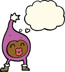 cartoon funny creature with thought bubble