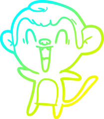 cold gradient line drawing cartoon laughing monkey