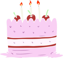 flat color style cartoon birthday cake