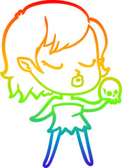 rainbow gradient line drawing cute cartoon vampire girl