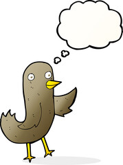 funny cartoon bird with thought bubble
