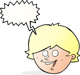 cartoon happy boy face with speech bubble